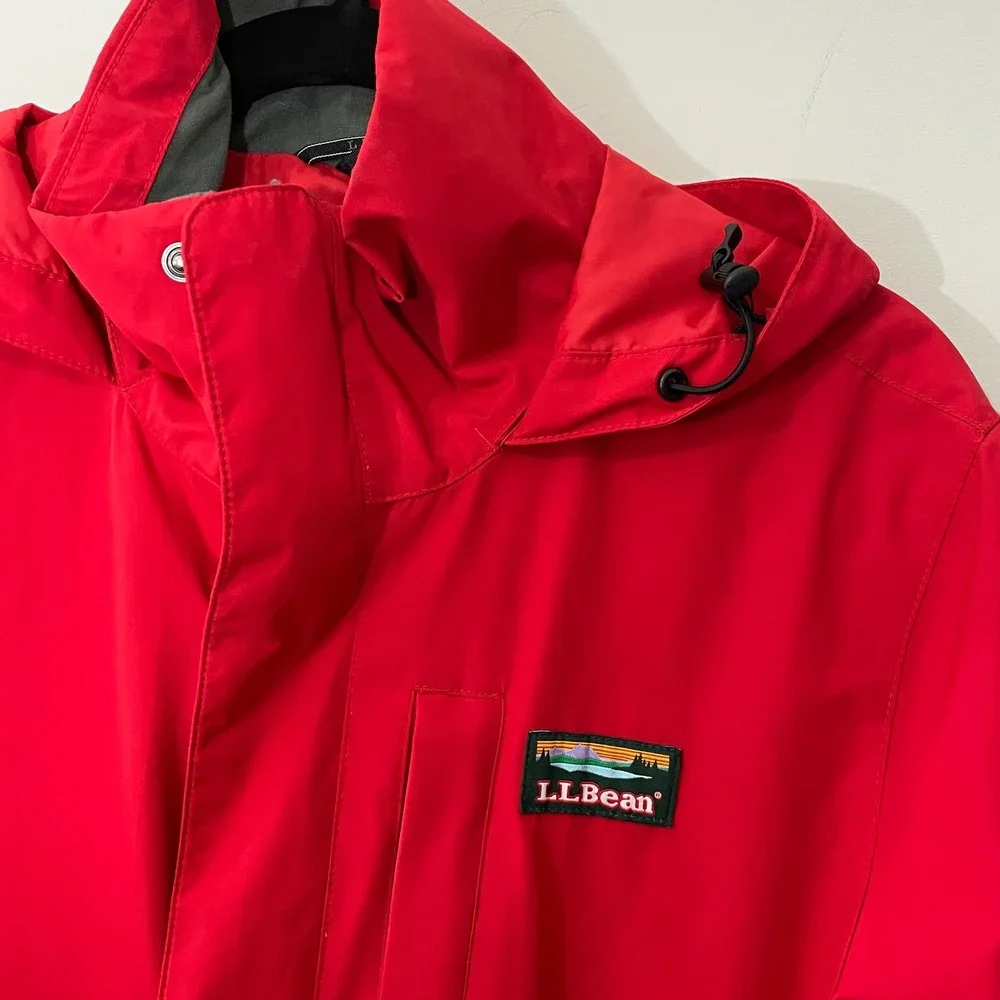L.L. Bean Men's Small‎ 3 in 1 Sweater Fleece Jacket Red Gray Coat Waterproof